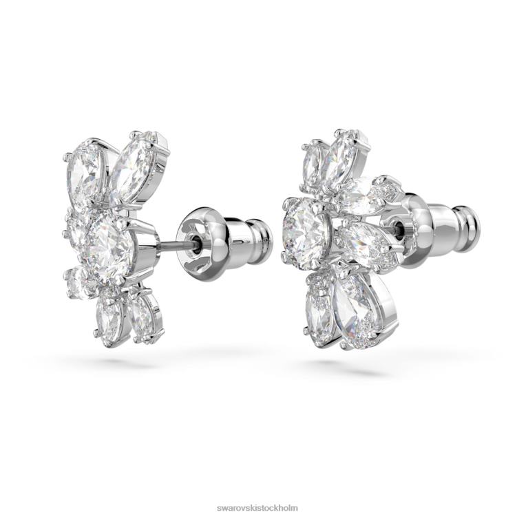 Swarovski gema örhängen P28L722 Smycken blandade snitt, blomma, vit, rodiumpläterad