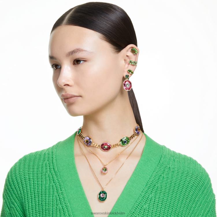 Swarovski gema örhängen P28L750 Smycken kite cut, grön, guld-ton pläterad