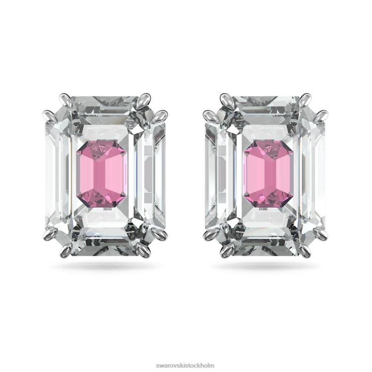 Swarovski kroma örhängen P28L743 Smycken octagon cut, rosa, rodiumpläterad