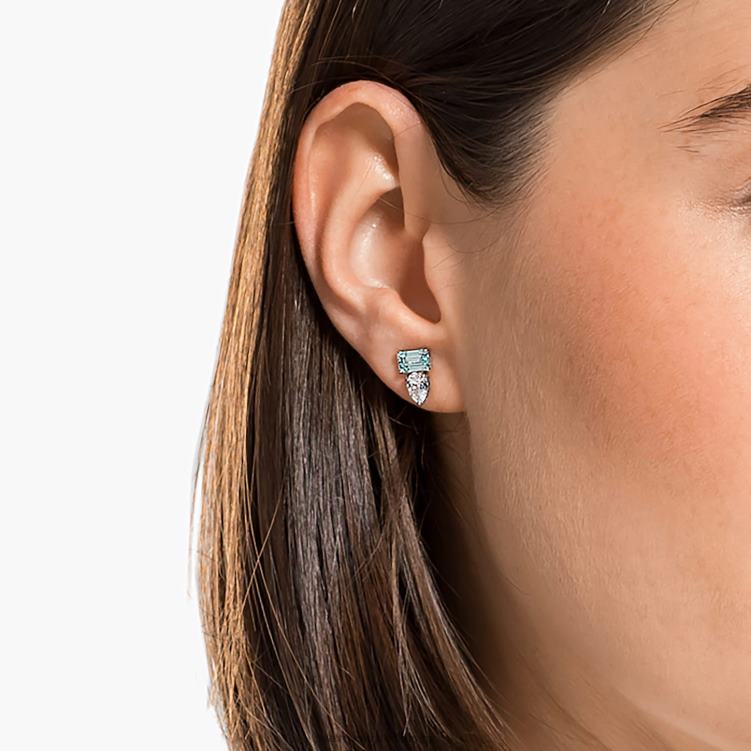 Swarovski locka till sig örhängen P28L860 Smycken blandade snitt, blå, rodiumpläterade