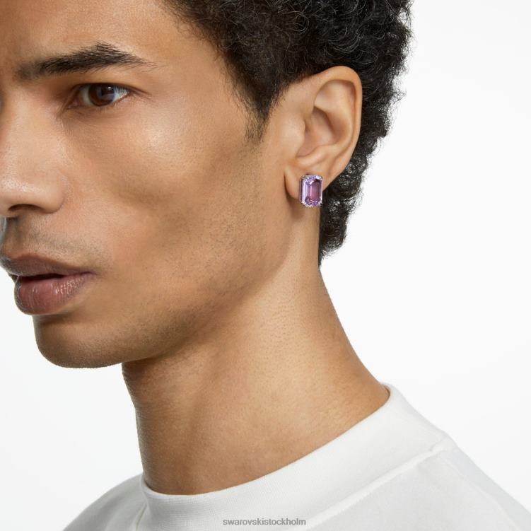 Swarovski millenia örhängen P28L675 Smycken octagon cut, lila, rodiumpläterad