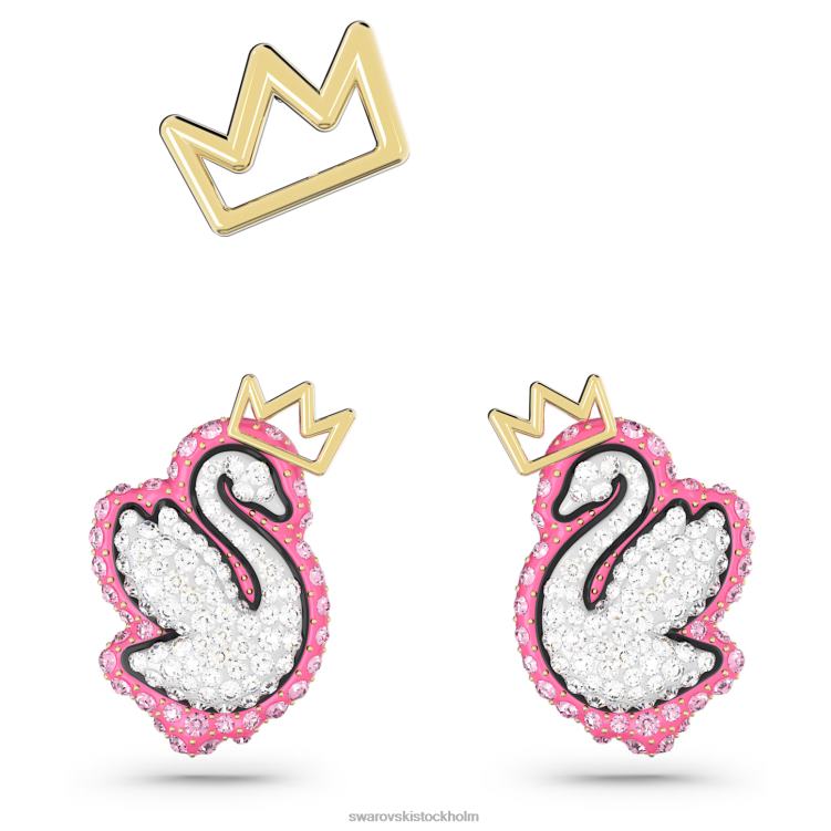 Swarovski pop svan örhängen P28L395 Smycken svan, rosa, guldfärgad