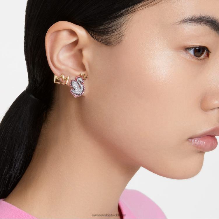 Swarovski pop svan örhängen P28L395 Smycken svan, rosa, guldfärgad