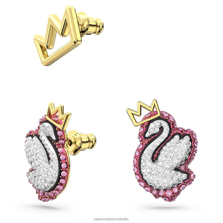 Swarovski pop svan örhängen P28L395 Smycken svan, rosa, guldfärgad