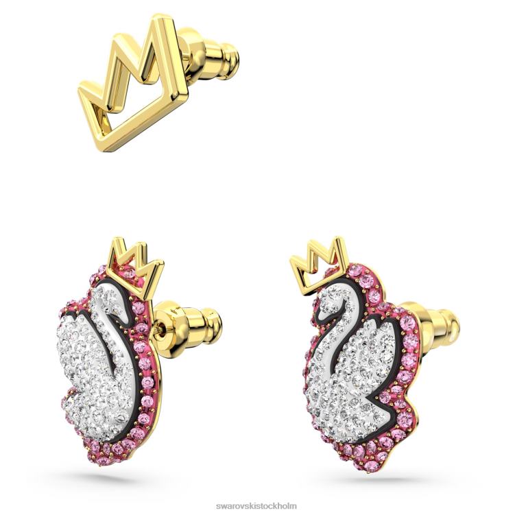 Swarovski pop svan örhängen P28L395 Smycken svan, rosa, guldfärgad