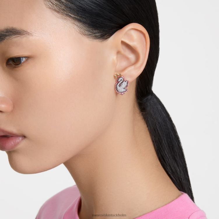 Swarovski pop svan örhängen P28L395 Smycken svan, rosa, guldfärgad