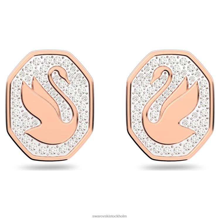 Swarovski signum örhängen P28L740 Smycken oktagonform, svan, vit, roséguld pläterad