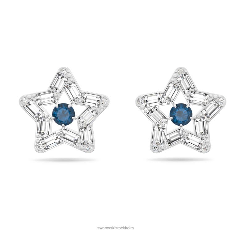 Swarovski stella örhängen P28L703 Smycken blandade snitt, stjärna, blå, rodiumpläterad
