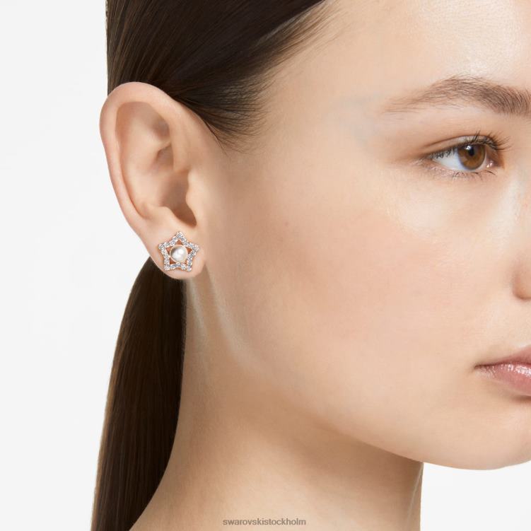 Swarovski stella örhängen P28L716 Smycken rund skuren, stjärna, vit, roséguld pläterad