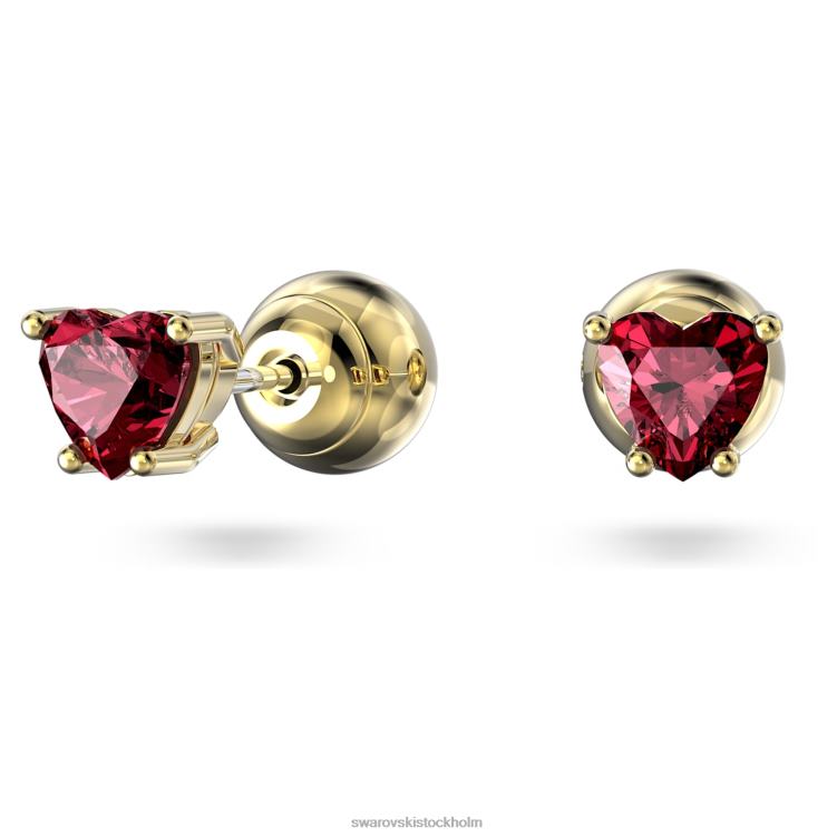 Swarovski stilla örhängen P28L673 Smycken hjärta, rött, guldfärgad
