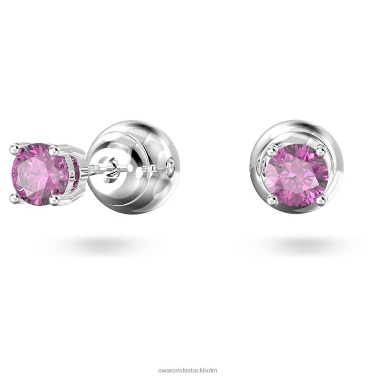 Swarovski stilla örhängen P28L704 Smycken rund skuren, lila, rodiumpläterad