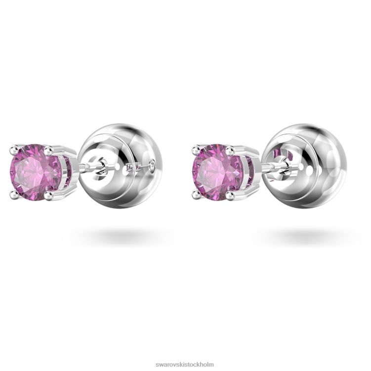 Swarovski stilla örhängen P28L704 Smycken rund skuren, lila, rodiumpläterad
