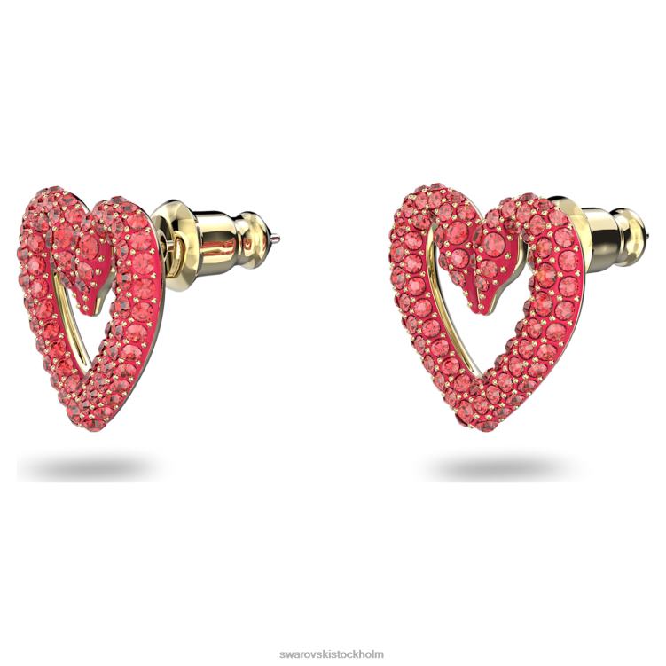 Swarovski una stud örhängen P28L699 Smycken hjärta, rött, guldfärgad