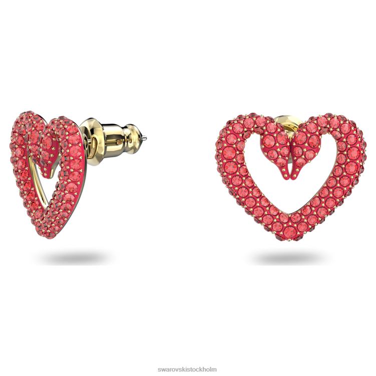 Swarovski una stud örhängen P28L699 Smycken hjärta, rött, guldfärgad