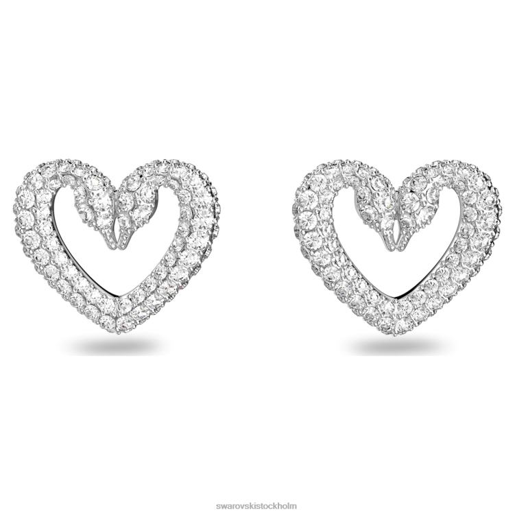 Swarovski una stud örhängen P28L710 Smycken hjärta, vit, rodiumpläterad