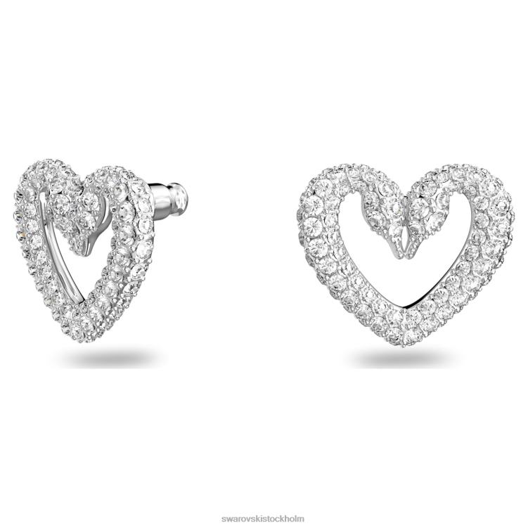 Swarovski una stud örhängen P28L710 Smycken hjärta, vit, rodiumpläterad