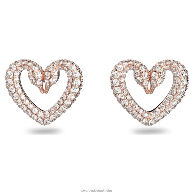 Swarovski una stud örhängen P28L717 Smycken bana, hjärta, vit, roséguld pläterad