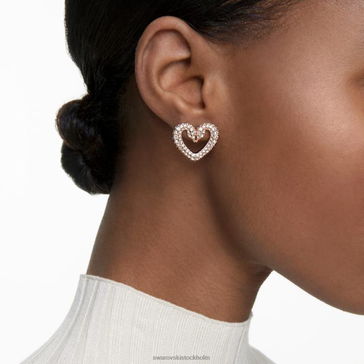 Swarovski una stud örhängen P28L717 Smycken bana, hjärta, vit, roséguld pläterad