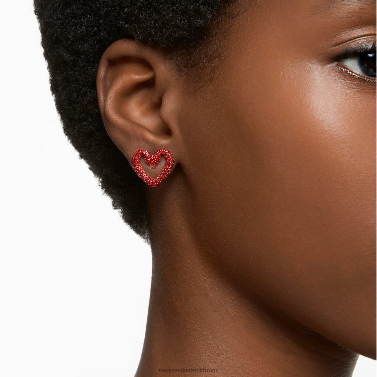 Swarovski una stud örhängen P28L744 Smycken hjärta, rött, guldfärgad