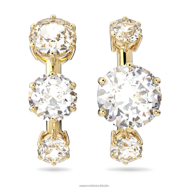 Swarovski constella öronkuddar P28L963 Smycken asymmetrisk design, rund skärning, vit, guldfärgad
