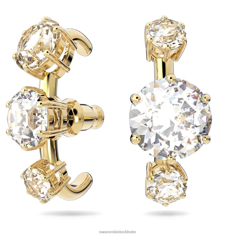 Swarovski constella öronkuddar P28L963 Smycken asymmetrisk design, rund skärning, vit, guldfärgad