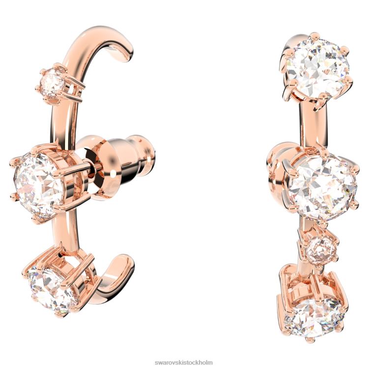 Swarovski constella öronkuddar P28L972 Smycken asymmetrisk design, rund skärning, vit, roséguld pläterad