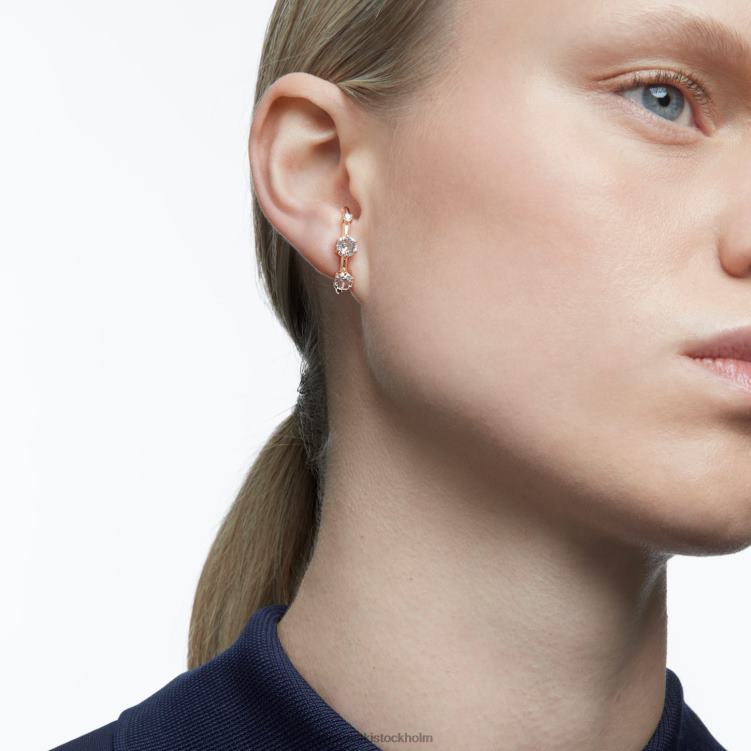 Swarovski constella öronkuddar P28L972 Smycken asymmetrisk design, rund skärning, vit, roséguld pläterad