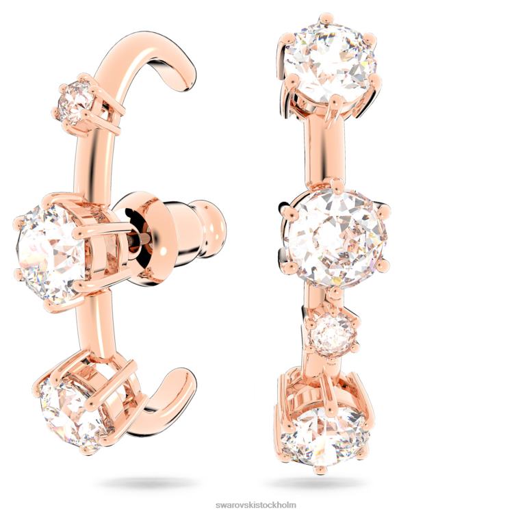 Swarovski constella öronkuddar P28L972 Smycken asymmetrisk design, rund skärning, vit, roséguld pläterad