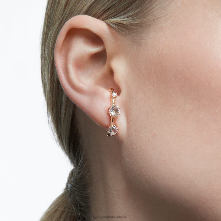Swarovski constella öronkuddar P28L972 Smycken asymmetrisk design, rund skärning, vit, roséguld pläterad