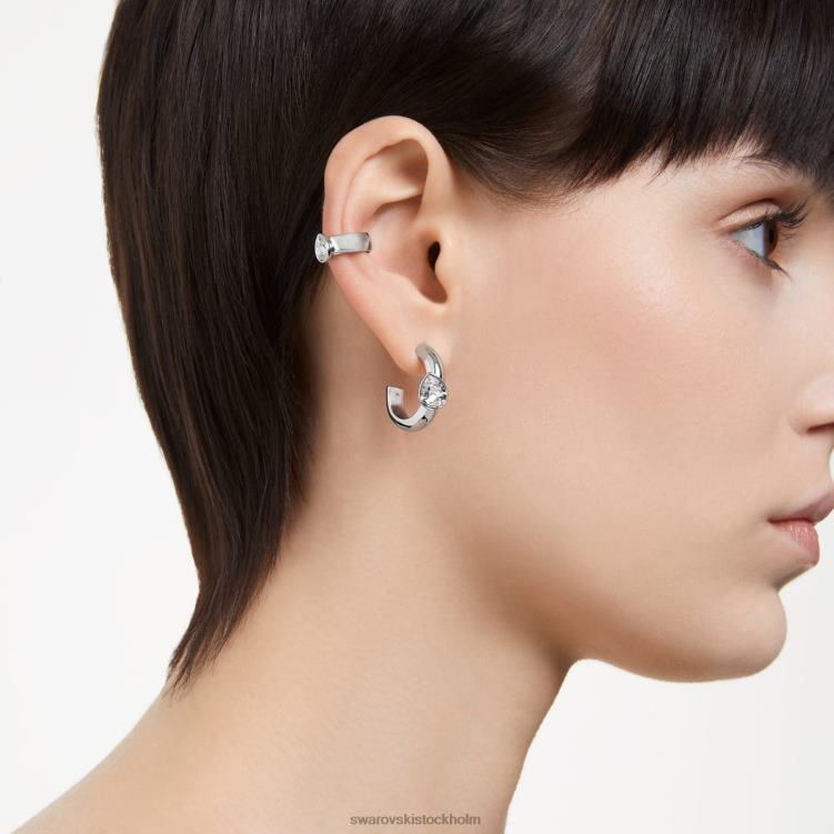 Swarovski dextera hoop örhängen med öronmanschett P28L399 Smycken päronskuren, vit, rodiumpläterad