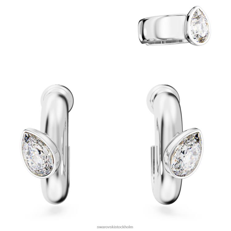 Swarovski dextera hoop örhängen med öronmanschett P28L399 Smycken päronskuren, vit, rodiumpläterad