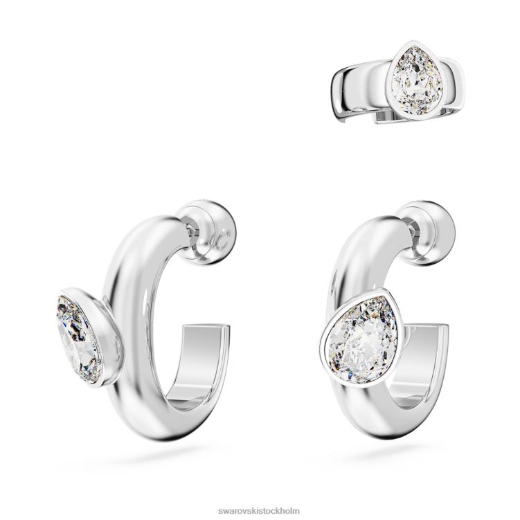 Swarovski dextera hoop örhängen med öronmanschett P28L399 Smycken päronskuren, vit, rodiumpläterad
