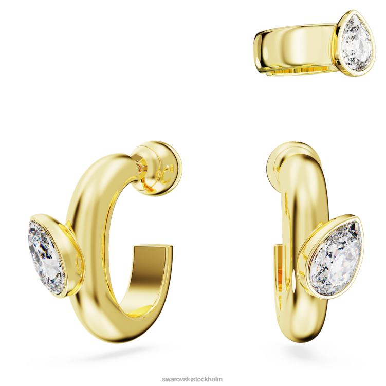 Swarovski dextera hoop örhängen med öronmanschett P28L402 Smycken päronslipad, vit, guldfärgad