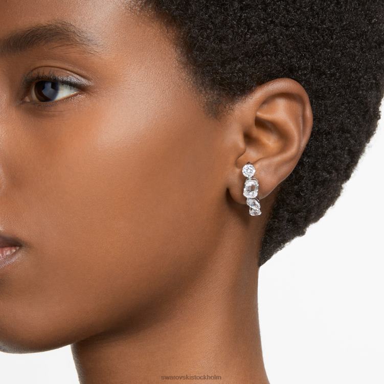 Swarovski gema öronkuddar P28L962 Smycken blandade snitt, vita, rodiumpläterade