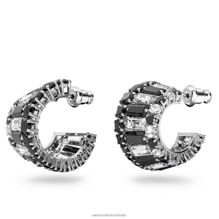 Swarovski hyperbel öronkuddar P28L966 Smycken blandade snitt, svart, rodiumpläterad