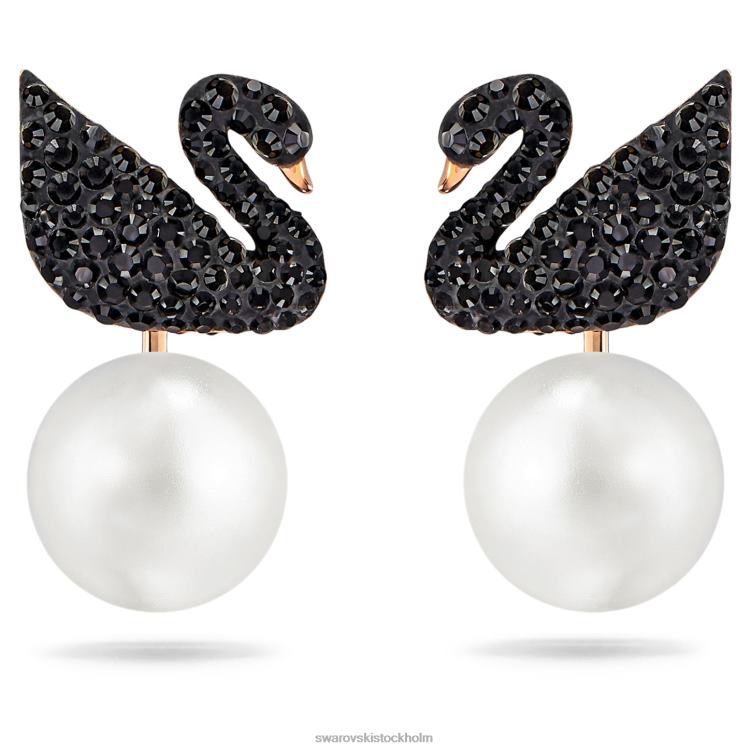 Swarovski ikoniska jackor med svanörhänge P28L964 Smycken svan, svart, roséguld pläterad
