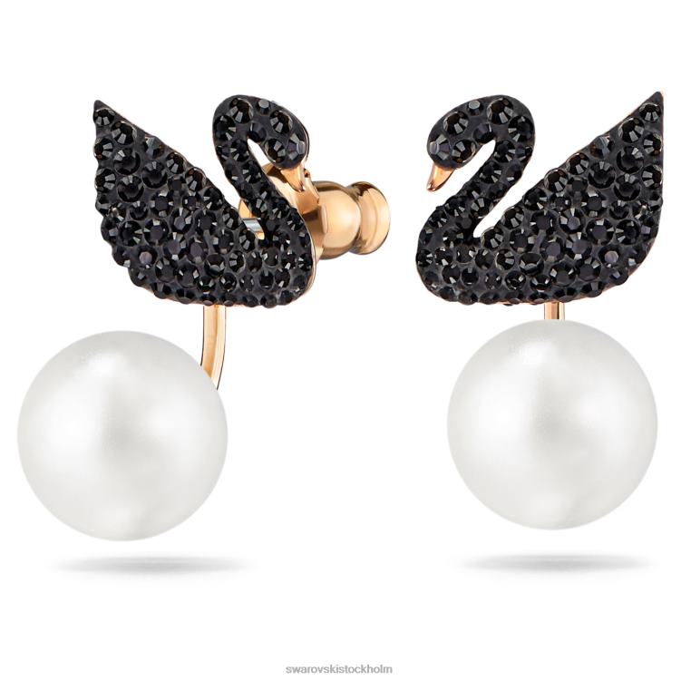 Swarovski ikoniska jackor med svanörhänge P28L964 Smycken svan, svart, roséguld pläterad