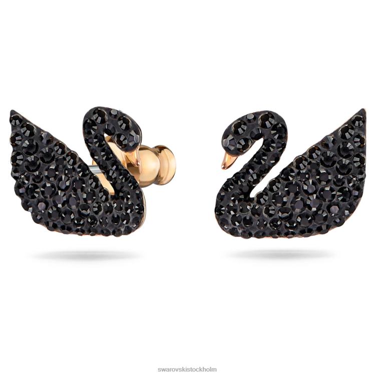 Swarovski ikoniska jackor med svanörhänge P28L964 Smycken svan, svart, roséguld pläterad