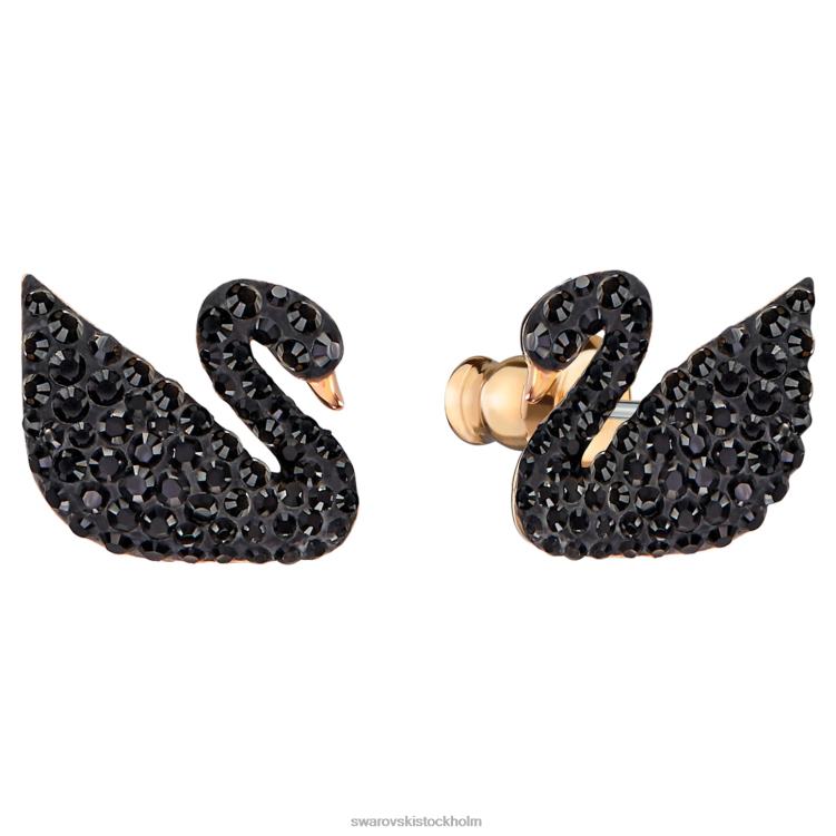 Swarovski ikoniska jackor med svanörhänge P28L964 Smycken svan, svart, roséguld pläterad