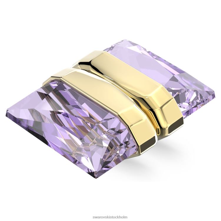 Swarovski lucent öronmanschett P28L968 Smycken enkel, magnetisk stängning, lila, guldfärgad