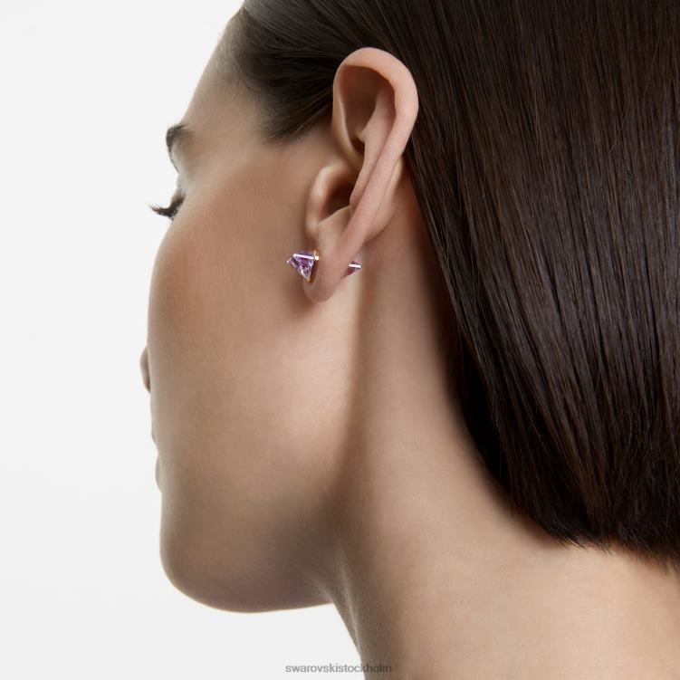 Swarovski lucent öronmanschett P28L968 Smycken enkel, magnetisk stängning, lila, guldfärgad