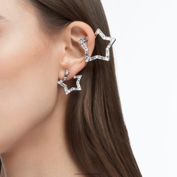 Swarovski stella öronkudd P28L377 Smycken blandade snitt, stjärna, vit, rodiumpläterad
