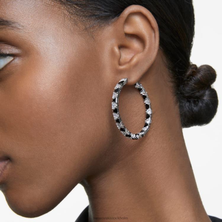 Swarovski Ortyx hoop örhängen P28L886 Smycken triangelskuren, svart, rodiumpläterad