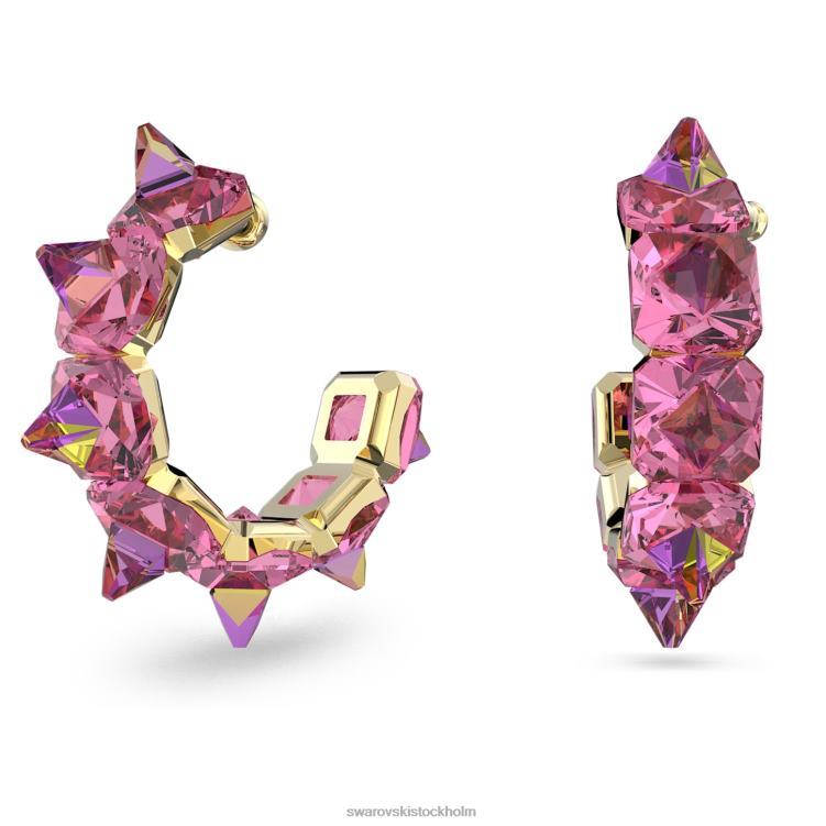 Swarovski Ortyx hoop örhängen P28L890 Smycken pyramidskuren, rosa, guldfärgad