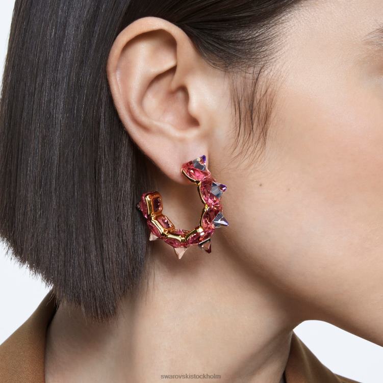 Swarovski Ortyx hoop örhängen P28L890 Smycken pyramidskuren, rosa, guldfärgad