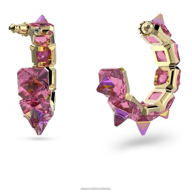Swarovski Ortyx hoop örhängen P28L890 Smycken pyramidskuren, rosa, guldfärgad