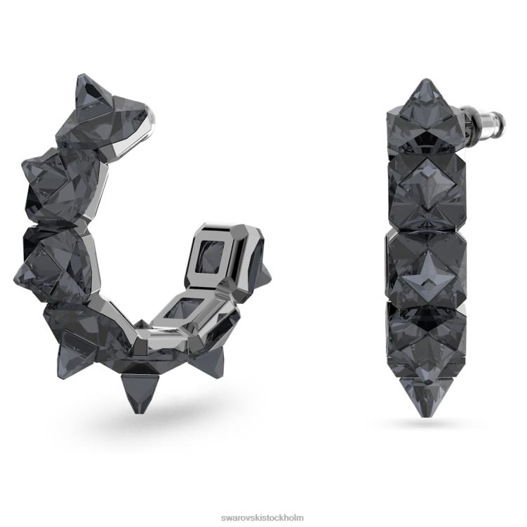 Swarovski Ortyx hoop örhängen P28L900 Smycken pyramidskuren, grå, ruteniumpläterad