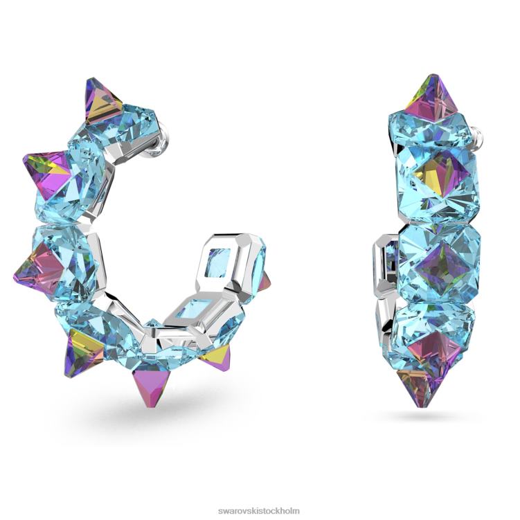 Swarovski Ortyx hoop örhängen P28L918 Smycken pyramidskuren, blå, rodiumpläterad