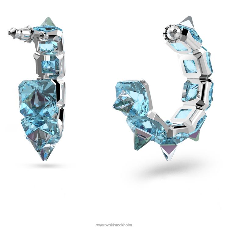 Swarovski Ortyx hoop örhängen P28L918 Smycken pyramidskuren, blå, rodiumpläterad
