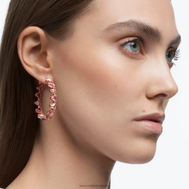 Swarovski Ortyx hoop örhängen P28L919 Smycken triangelslipad, rosa, roséguld pläterad